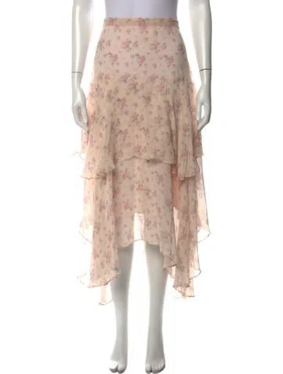 Pre-owned Loveshackfancy Silk Long Skirt In Pink
