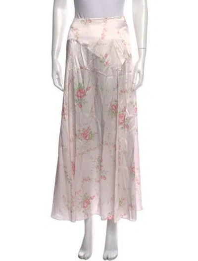 Pre-owned Loveshackfancy Silk Long Skirt W/ Tags In Pink