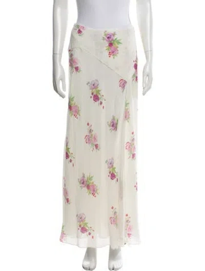 Pre-owned Loveshackfancy Silk Long Skirt In White