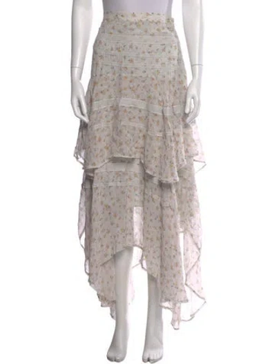 Pre-owned Loveshackfancy Silk Long Skirt In White
