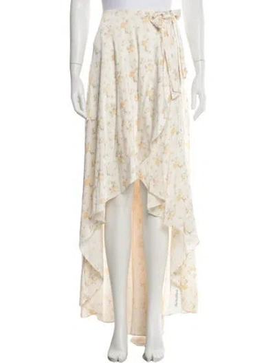 Pre-owned Loveshackfancy Silk Long Skirt In Yellow