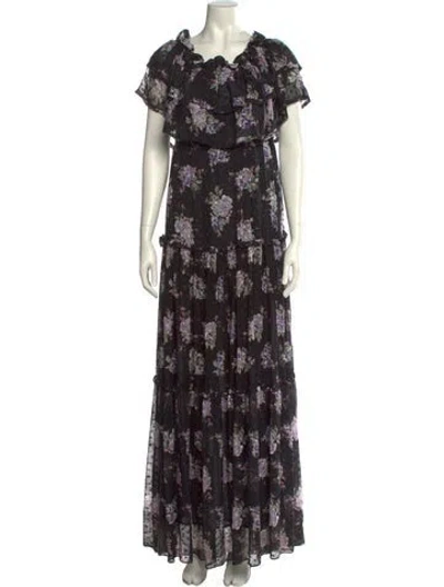 Pre-owned Loveshackfancy Silk Midi Length Dress In Black