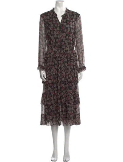 Pre-owned Loveshackfancy Silk Midi Length Dress In Black