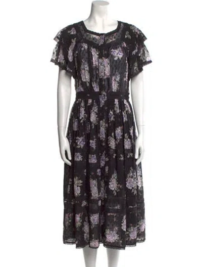 Pre-owned Loveshackfancy Silk Midi Length Dress In Black