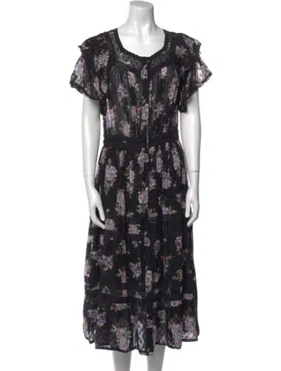 Pre-owned Loveshackfancy Silk Midi Length Dress In Black