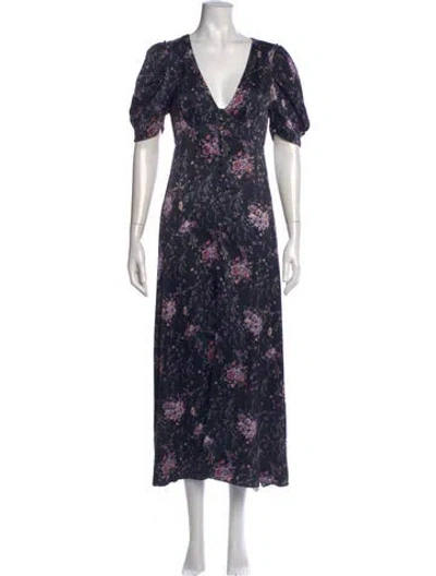 Pre-owned Loveshackfancy Silk Midi Length Dress In Black