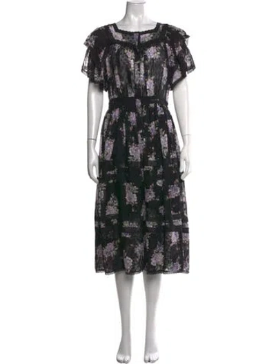 Pre-owned Loveshackfancy Silk Midi Length Dress In Black