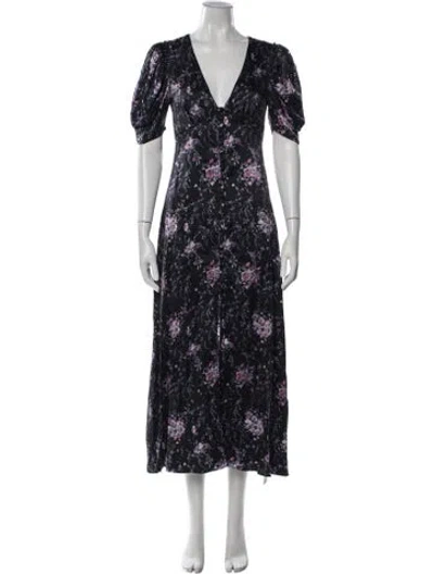 Pre-owned Loveshackfancy Silk Midi Length Dress In Black