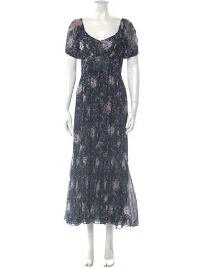 Pre-owned Loveshackfancy Silk Midi Length Dress In Blue