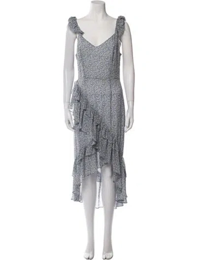 Pre-owned Loveshackfancy Silk Midi Length Dress In Blue