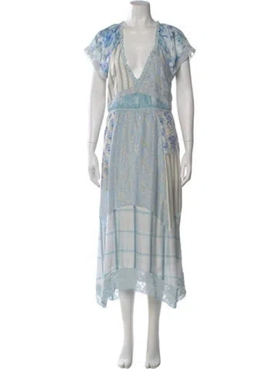 Pre-owned Loveshackfancy Silk Midi Length Dress In Blue