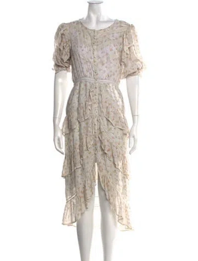 Pre-owned Loveshackfancy Silk Midi Length Dress In Grey