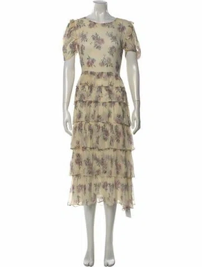 Pre-owned Loveshackfancy Silk Midi Length Dress In Multi