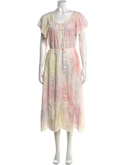 Pre-owned Loveshackfancy Silk Midi Length Dress In Multicolor