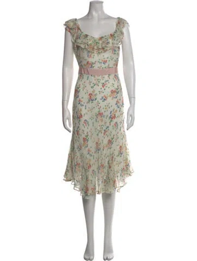 Pre-owned Loveshackfancy Silk Midi Length Dress In Neutral