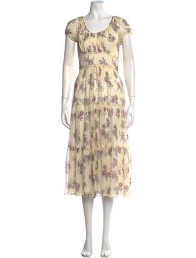 Pre-owned Loveshackfancy Silk Midi Length Dress In Neutral