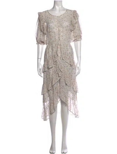 Pre-owned Loveshackfancy Silk Midi Length Dress In Neutrals