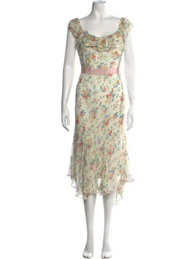 Pre-owned Loveshackfancy Silk Midi Length Dress In Neutrals