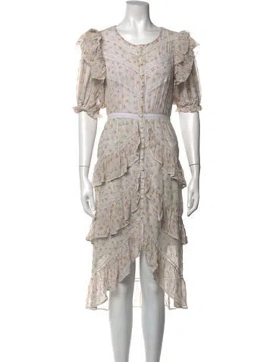 Pre-owned Loveshackfancy Silk Midi Length Dress In Neutrals