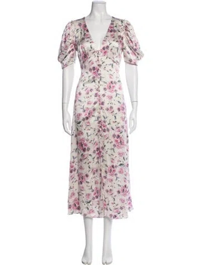 Pre-owned Loveshackfancy Silk Midi Length Dress In Neutrals/pink