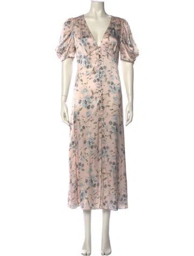 Pre-owned Loveshackfancy Silk Midi Length Dress In Pink