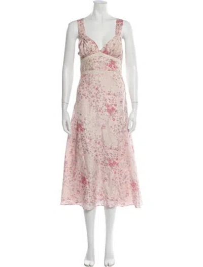 Pre-owned Loveshackfancy Silk Midi Length Dress In Pink