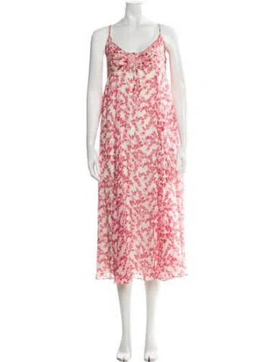 Pre-owned Loveshackfancy Silk Midi Length Dress In Pink