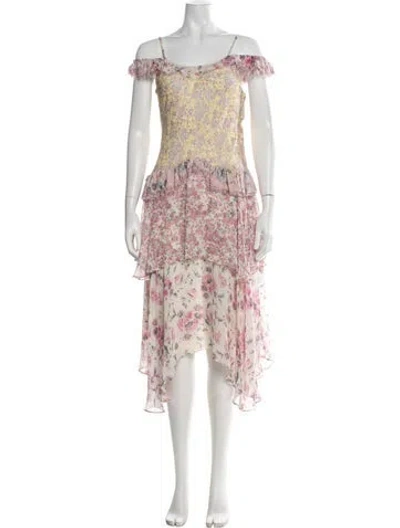 Pre-owned Loveshackfancy Silk Midi Length Dress In Pink