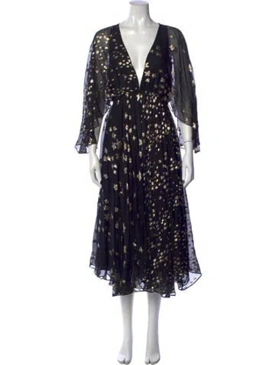 Pre-owned Loveshackfancy Silk Midi Length Dress W/ Tags In Black