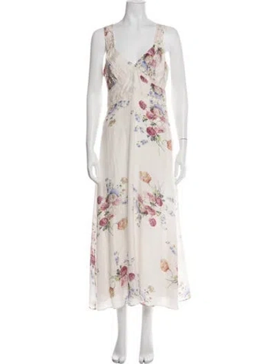 Pre-owned Loveshackfancy Silk Midi Length Dress W/ Tags In Green