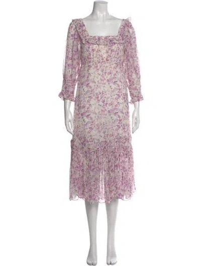 Pre-owned Loveshackfancy Silk Midi Length Dress W/ Tags In Pink