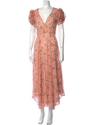Pre-owned Loveshackfancy Silk Midi Length Dress W/ Tags In Pink