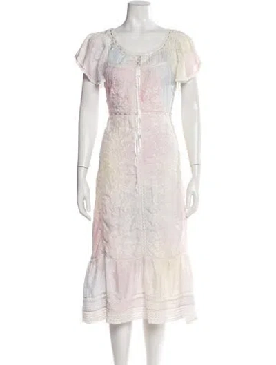Pre-owned Loveshackfancy Silk Midi Length Dress In White