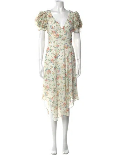 Pre-owned Loveshackfancy Silk Midi Length Dress In White