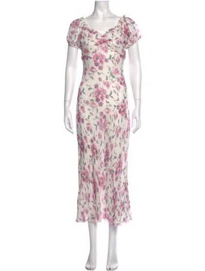 Pre-owned Loveshackfancy Silk Midi Length Dress In White