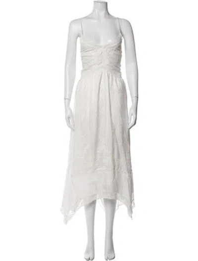 Pre-owned Loveshackfancy Silk Midi Length Dress In White