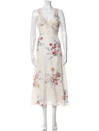 Pre-owned Loveshackfancy Silk Midi Length Dress In White