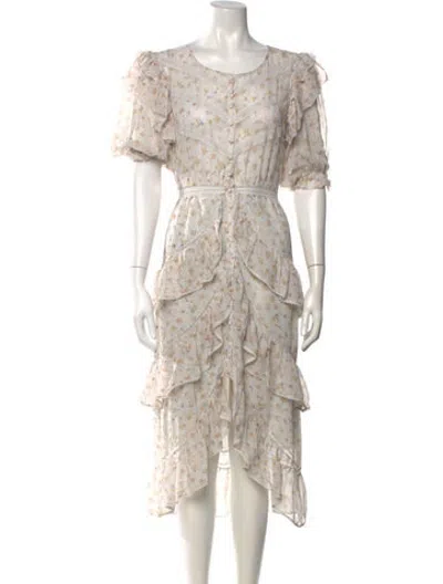 Pre-owned Loveshackfancy Silk Midi Length Dress In White