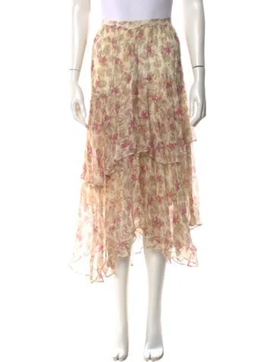 Pre-owned Loveshackfancy Silk Midi Length Skirt