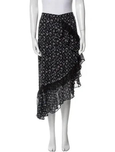 Pre-owned Loveshackfancy Silk Midi Length Skirt In Black