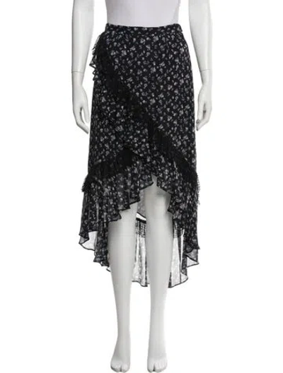 Pre-owned Loveshackfancy Silk Midi Length Skirt In Black