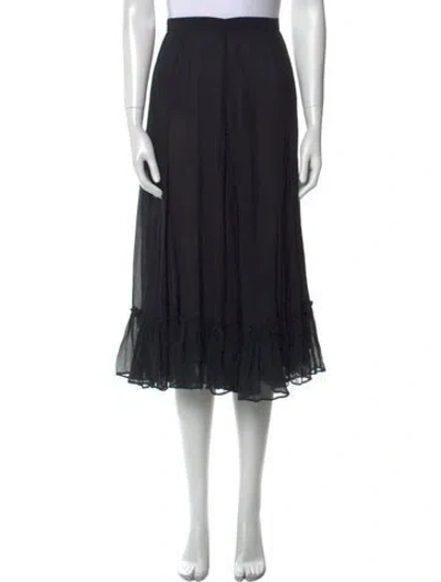 Pre-owned Loveshackfancy Silk Midi Length Skirt In Black
