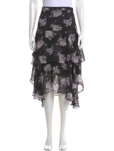 Pre-owned Loveshackfancy Silk Midi Length Skirt In Black