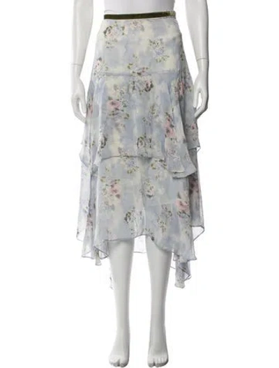 Pre-owned Loveshackfancy Silk Midi Length Skirt In Blue