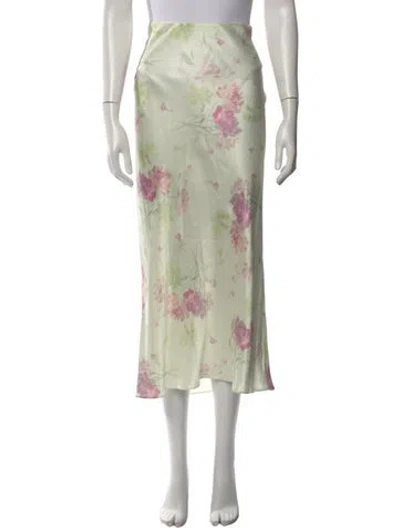 Pre-owned Loveshackfancy Silk Midi Length Skirt In Green