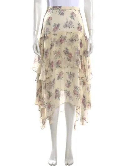 Pre-owned Loveshackfancy Silk Midi Length Skirt In Multi
