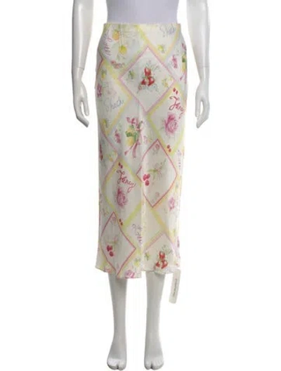 Pre-owned Loveshackfancy Silk Midi Length Skirt In Neutral