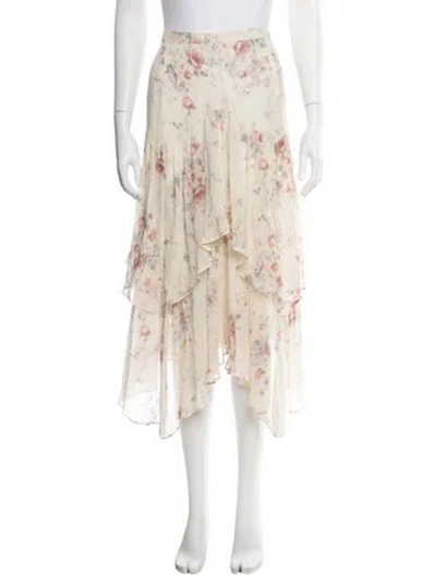 Pre-owned Loveshackfancy Silk Midi Length Skirt In Neutral