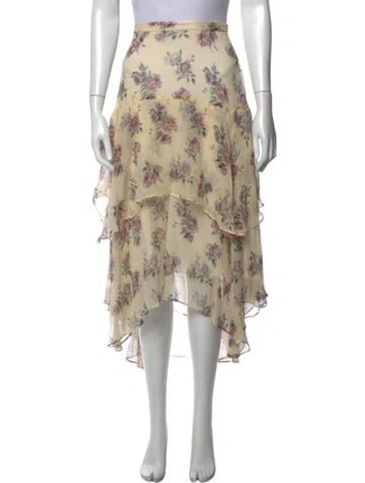 Pre-owned Loveshackfancy Silk Midi Length Skirt In Neutral