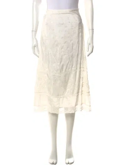 Pre-owned Loveshackfancy Silk Midi Length Skirt In Neutral